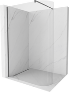 Mexen Kioto-R ścianka prysznicowa zaokrąglona Walk-in 90 x 200 cm, transparent 8 mm, gun gray szczotkowany - 800-090-101-66-06