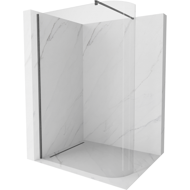 Mexen Kioto-R ścianka prysznicowa zaokrąglona Walk-in 130 x 200 cm, transparent 8 mm, gun gray szczotkowany - 800-130-101-66-06