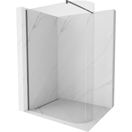 Mexen Kioto-R ścianka prysznicowa zaokrąglona Walk-in 130 x 200 cm, transparent 8 mm, gun gray szczotkowany - 800-130-101-66-06