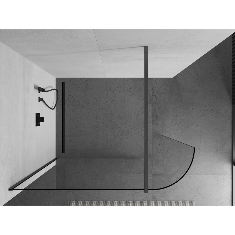 Mexen Kioto-R ścianka prysznicowa zaokrąglona Walk-in 110 x 200 cm, transparent 8 mm, gun metal - 800-110-101-95-06