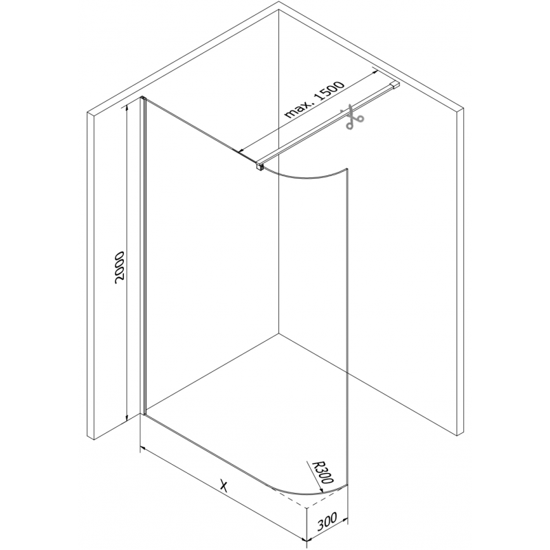 Mexen Kioto-R ścianka prysznicowa zaokrąglona Walk-in 90 x 200 cm, transparent 8 mm, miedź szczotkowana - 800-090-101-65-06