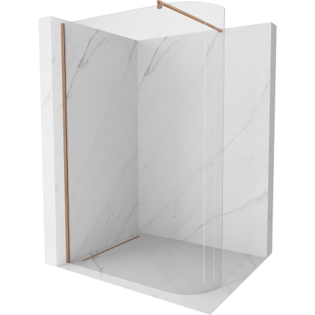 Mexen Kioto-R ścianka prysznicowa zaokrąglona Walk-in 90 x 200 cm, transparent 8 mm, miedź szczotkowana - 800-090-101-65-06