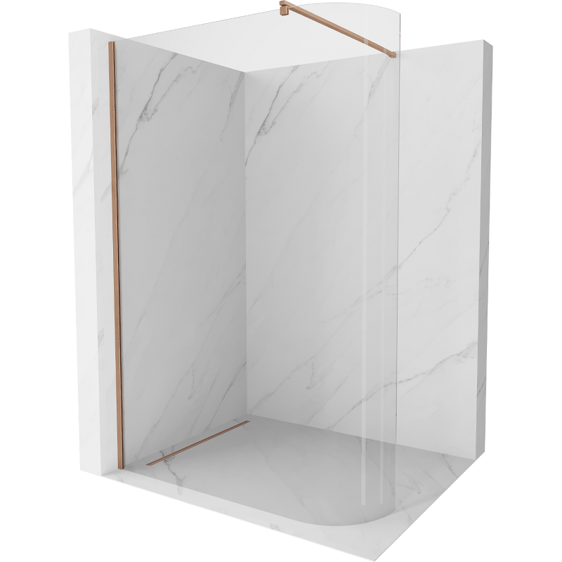 Mexen Kioto-R ścianka prysznicowa zaokrąglona Walk-in 100 x 200 cm, transparent 8 mm, miedź szczotkowana - 800-100-101-65-06