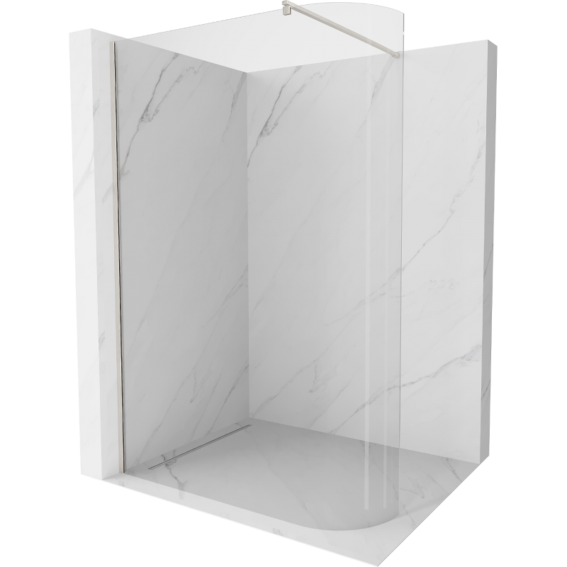 Mexen Kioto-R ścianka prysznicowa zaokrąglona Walk-in 80 x 200 cm, transparent 8 mm, nikiel szczotkowany - 800-080-101-97-06
