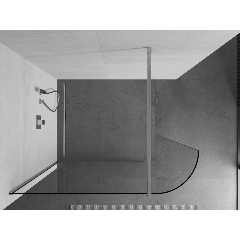 Mexen Kioto-R ścianka prysznicowa zaokrąglona Walk-in 80 x 200 cm, transparent 8 mm, nikiel szczotkowany - 800-080-101-97-06