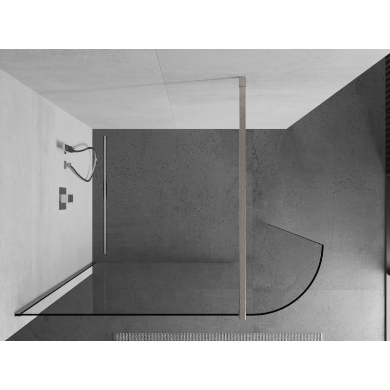 Mexen Kioto-R ścianka prysznicowa zaokrąglona Walk-in 140 x 200 cm, transparent 8 mm, nikiel szczotkowany - 800-140-101-97-06
