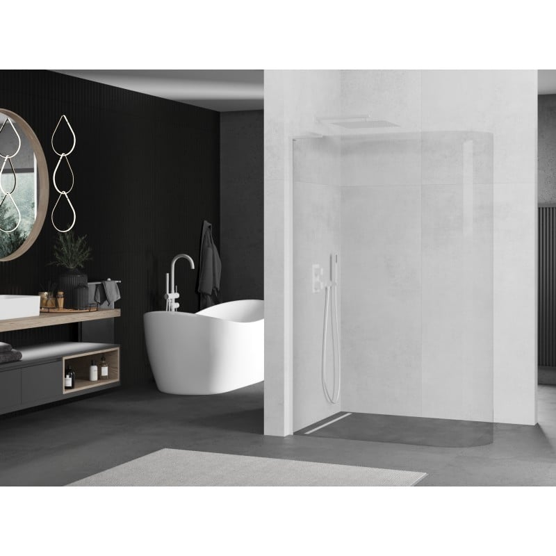 Mexen Kioto-R L ścianka prysznicowa zaokrąglona Walk-in 100 x 200 cm, transparent, biała - 800-100-103-20-06