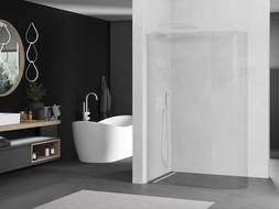 Mexen Kioto-R L ścianka prysznicowa zaokrąglona Walk-in 100 x 200 cm, transparent, biała - 800-100-103-20-06