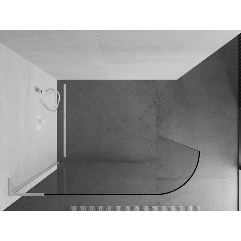 Mexen Kioto-R L ścianka prysznicowa zaokrąglona Walk-in 100 x 200 cm, transparent, biała - 800-100-103-20-06