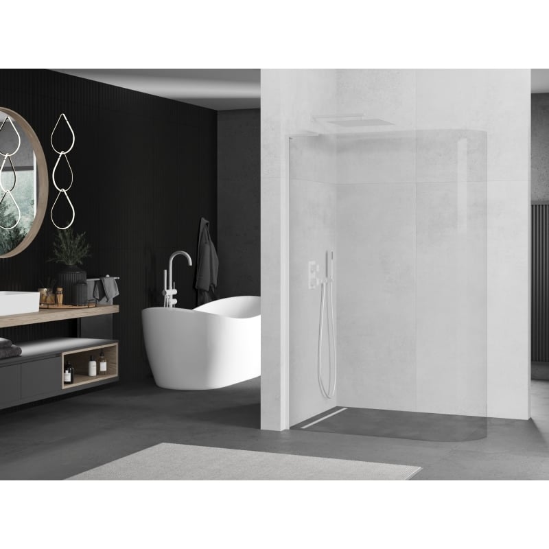 Mexen Kioto-R L ścianka prysznicowa zaokrąglona Walk-in 120 x 200 cm, transparent, biała - 800-120-103-20-06