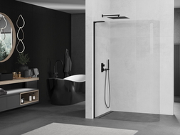 Mexen Kioto-R L ścianka prysznicowa zaokrąglona Walk-in 80 x 200 cm, transparent, czarna - 800-080-103-70-06