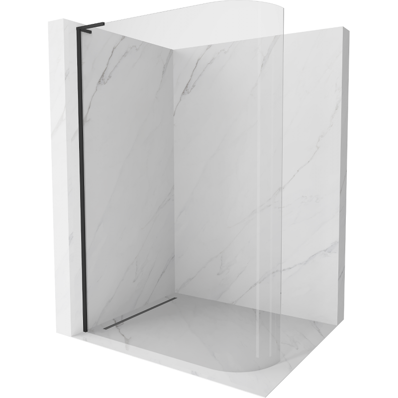 Mexen Kioto-R L ścianka prysznicowa zaokrąglona Walk-in 100 x 200 cm, transparent, czarna - 800-100-103-70-06