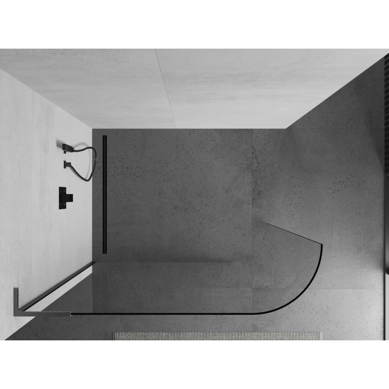 Mexen Kioto-R L ścianka prysznicowa zaokrąglona Walk-in 110 x 200 cm, transparent, gun gray szczotkowany - 800-110-103-66-06