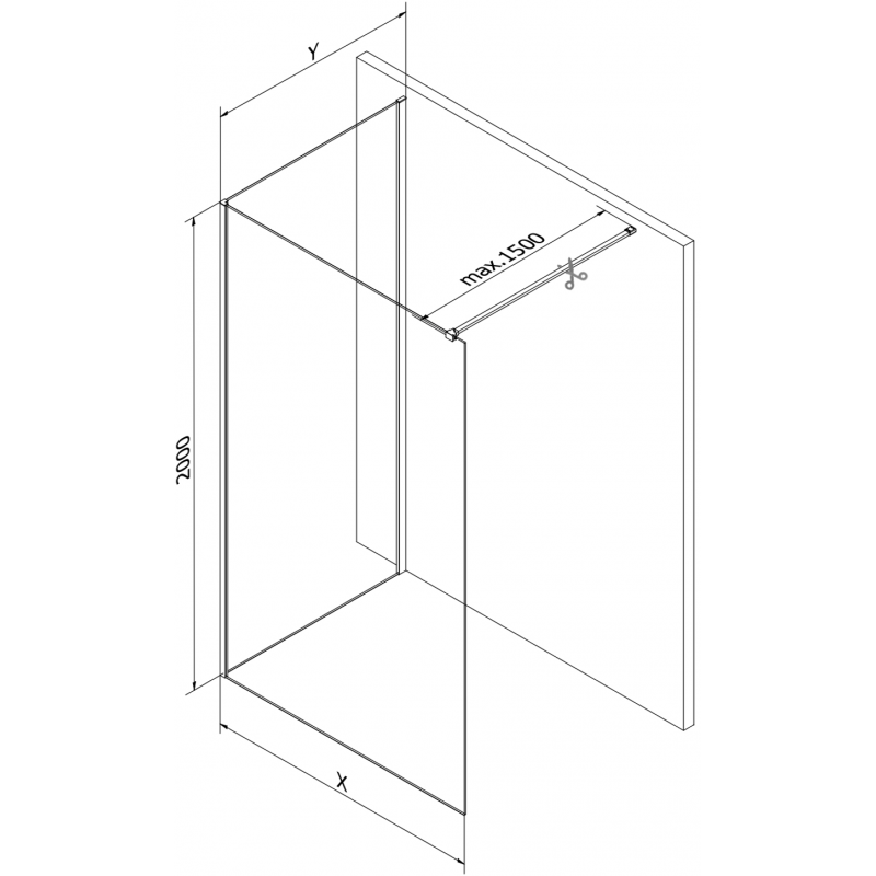 Mexen Kioto ścianka prysznicowa Walk-in 130 x 120 cm, transparent, miedź szczotkowana - 800-130-212-65-00-120