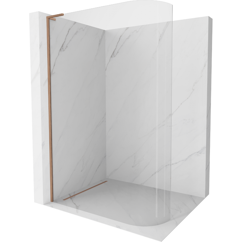Mexen Kioto-R L ścianka prysznicowa zaokrąglona Walk-in 80 x 200 cm, transparent, miedź szczotkowana - 800-080-103-65-06