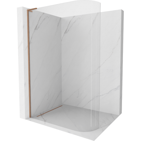 Mexen Kioto-R L ścianka prysznicowa zaokrąglona Walk-in 90 x 200 cm, transparent, miedź szczotkowana - 800-090-103-65-06