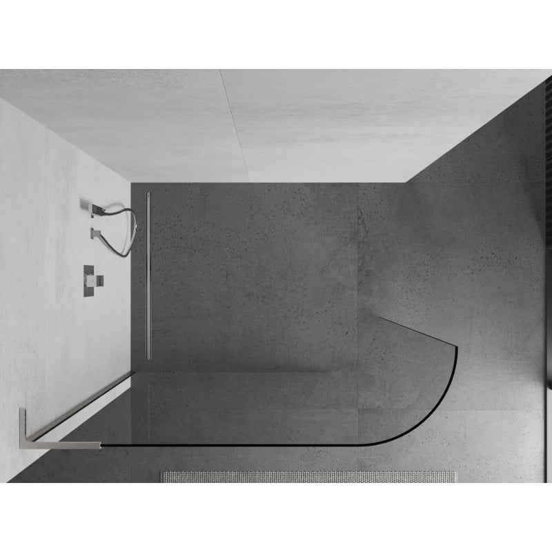 Mexen Kioto-R L ścianka prysznicowa zaokrąglona Walk-in 100 x 200 cm, transparent, nikiel szczotkowany - 800-100-103-97-06