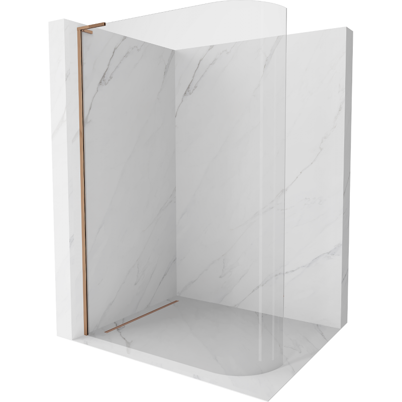 Mexen Kioto-R L ścianka prysznicowa zaokrąglona Walk-in 80 x 200 cm, transparent, różowe złoto - 800-080-103-60-06