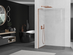 Mexen Kioto-R L ścianka prysznicowa zaokrąglona Walk-in 80 x 200 cm, transparent, różowe złoto - 800-080-103-60-06