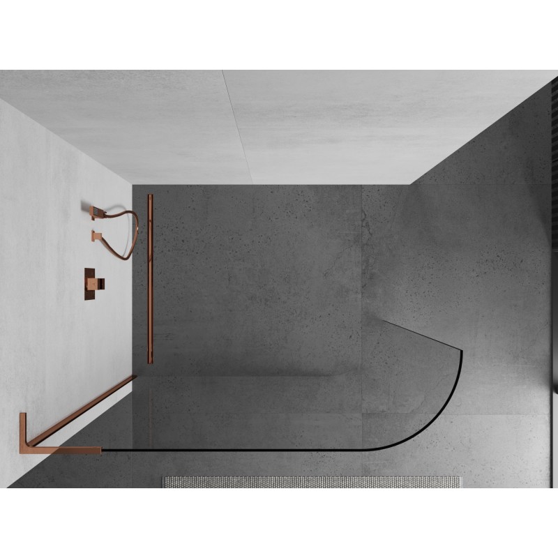 Mexen Kioto-R L ścianka prysznicowa zaokrąglona Walk-in 120 x 200 cm, transparent, różowe złoto - 800-120-103-60-06