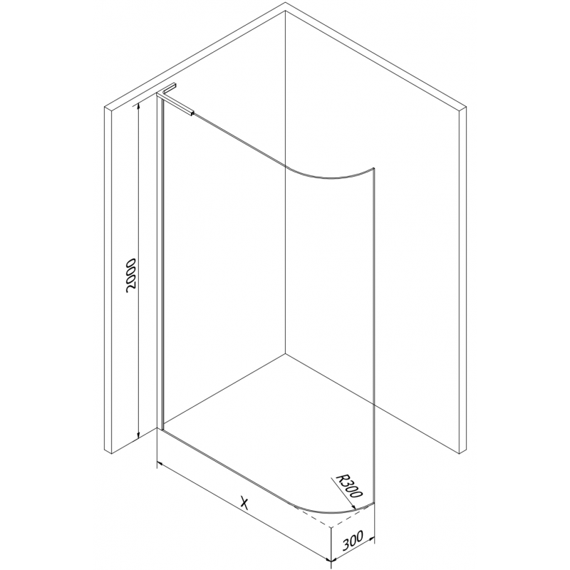 Mexen Kioto-R L ścianka prysznicowa zaokrąglona Walk-in 110 x 200 cm, transparent, złota - 800-110-103-50-06
