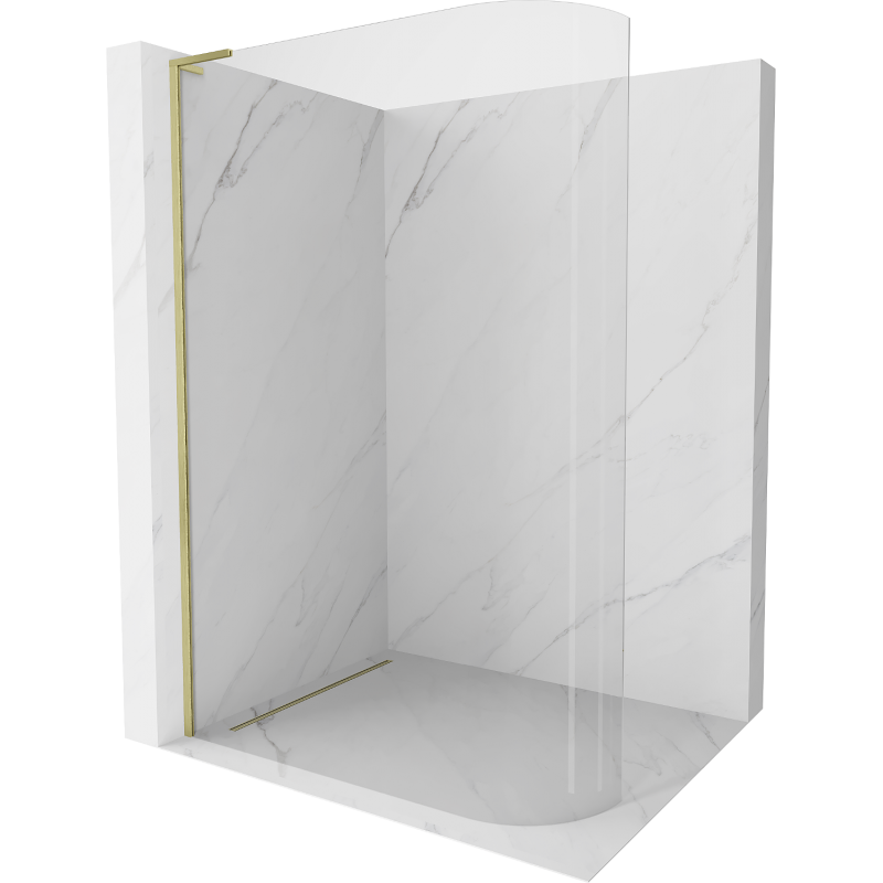 Mexen Kioto-R L ścianka prysznicowa zaokrąglona Walk-in 80 x 200 cm, transparent, złota szczotkowana - 800-080-103-55-06