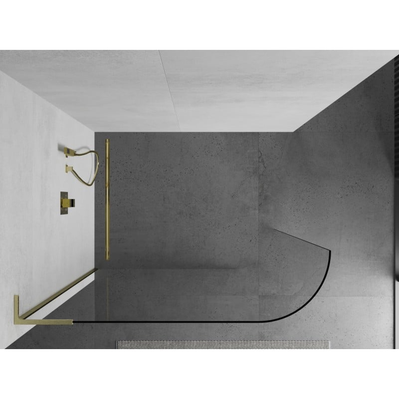 Mexen Kioto-R L ścianka prysznicowa zaokrąglona Walk-in 120 x 200 cm, transparent, złota szczotkowana - 800-120-103-55-06