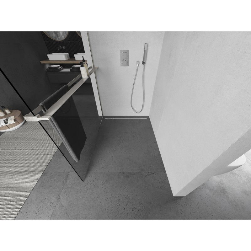 Mexen Kioto+ ścianka prysznicowa z półką Walk-in 105 x 200 cm, transparent, nikiel szczotkowany - 800-105-121-97-00