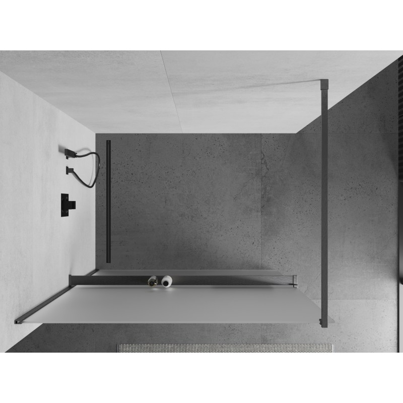 Mexen Kioto+ ścianka prysznicowa z półką Walk-in 80 x 200 cm, szron, gun gray szczotkowany - 800-080-121-66-30
