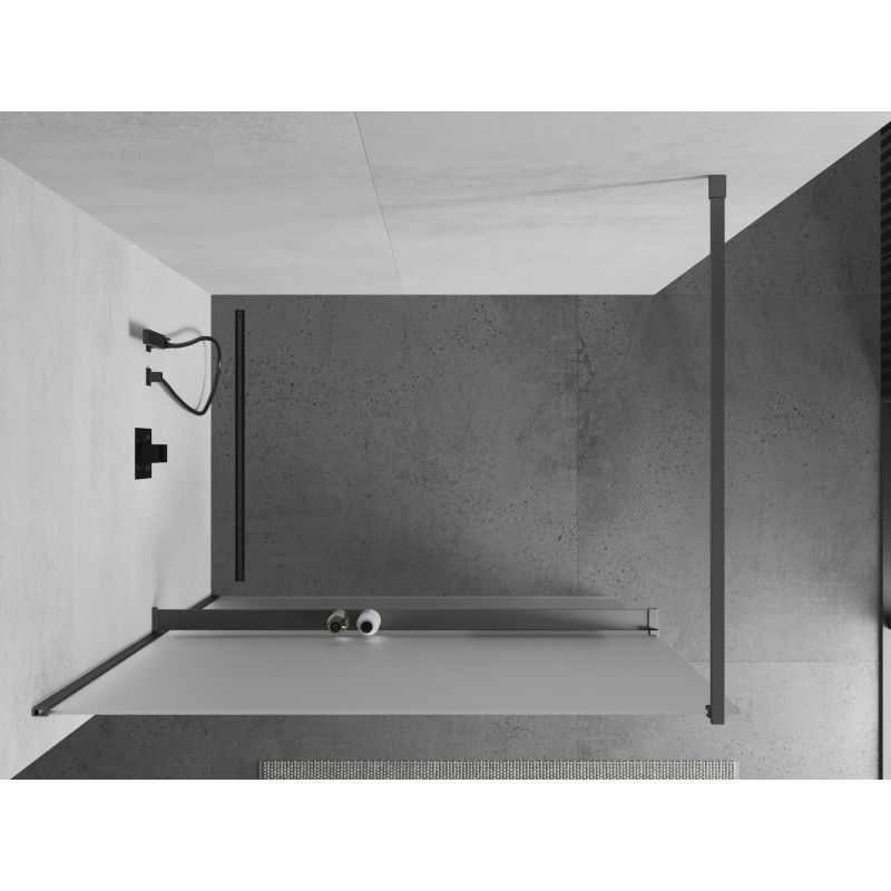 Mexen Kioto+ ścianka prysznicowa z półką Walk-in 80 x 200 cm, szron, gun metal - 800-080-121-95-30
