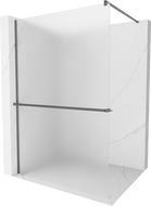 Mexen Kioto+ ścianka prysznicowa z półką Walk-in 100 x 200 cm, szron, gun metal - 800-100-121-95-30