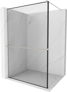 Mexen Kioto+ ścianka prysznicowa z półką Walk-in 100 x 200 cm, czarna ramka, nikiel szczotkowany - 800-100-121-97-70