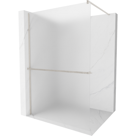 Mexen Kioto+ ścianka prysznicowa z półką Walk-in 140 x 200 cm, szron, nikiel szczotkowany - 800-140-121-97-30