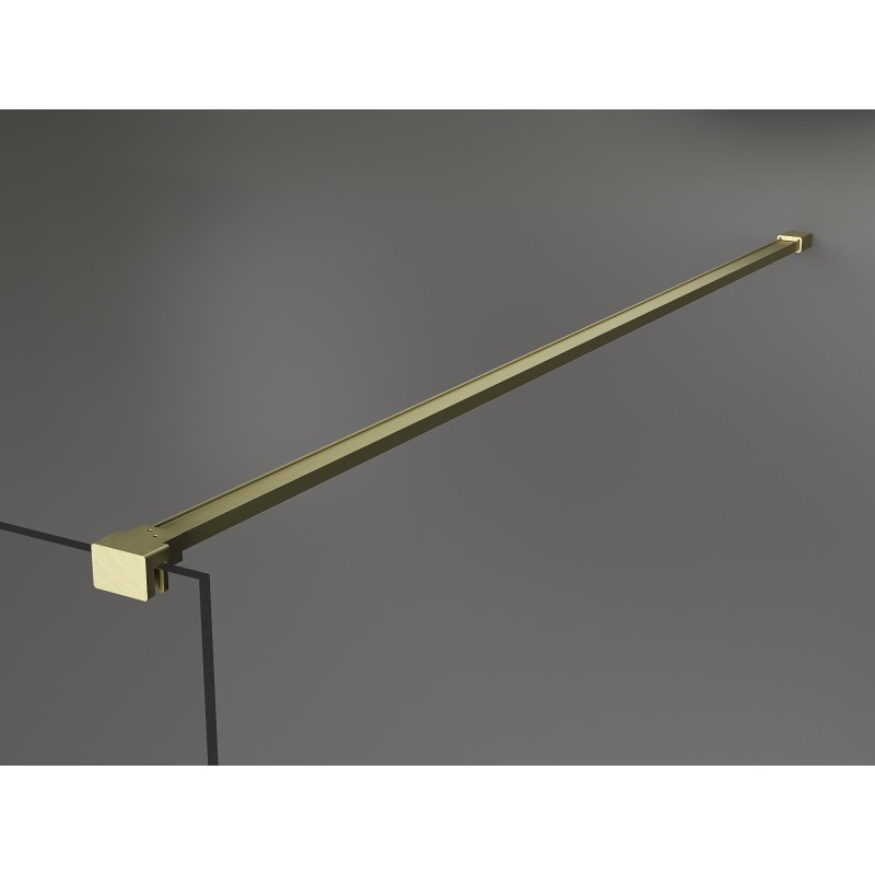 Mexen Kioto+ ścianka prysznicowa z półką Walk-in 80 x 200 cm, czarna ramka, złota szczotkowana - 800-080-121-55-70