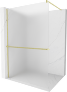 Mexen Kioto+ ścianka prysznicowa z półką Walk-in 130 x 200 cm, szron, złota szczotkowana - 800-130-121-55-30