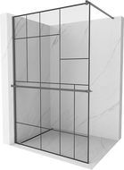 Mexen Kioto+ ścianka prysznicowa z półką Walk-in 100 x 200 cm, czarny wzór, gun metal - 800-100-121-95-78