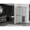Mexen Kioto+ ścianka prysznicowa z półką Walk-in 120 x 200 cm, czarny wzór, miedź szczotkowana - 800-120-121-65-78
