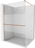 Mexen Kioto+ ścianka prysznicowa z półką Walk-in 100 x 200 cm, transparent/szron, miedź szczotkowana - 800-100-121-65-35