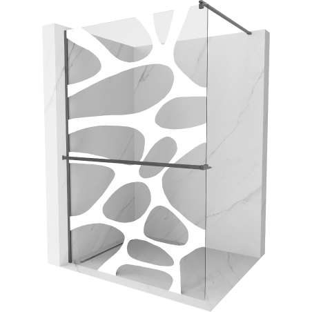 Mexen Kioto+ ścianka prysznicowa z półką Walk-in 100 x 200 cm, biała fala, gun gray szczotkowany - 800-100-121-66-97