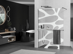 Mexen Kioto+ ścianka prysznicowa z półką Walk-in 100 x 200 cm, biała fala, gun metal - 800-100-121-95-97