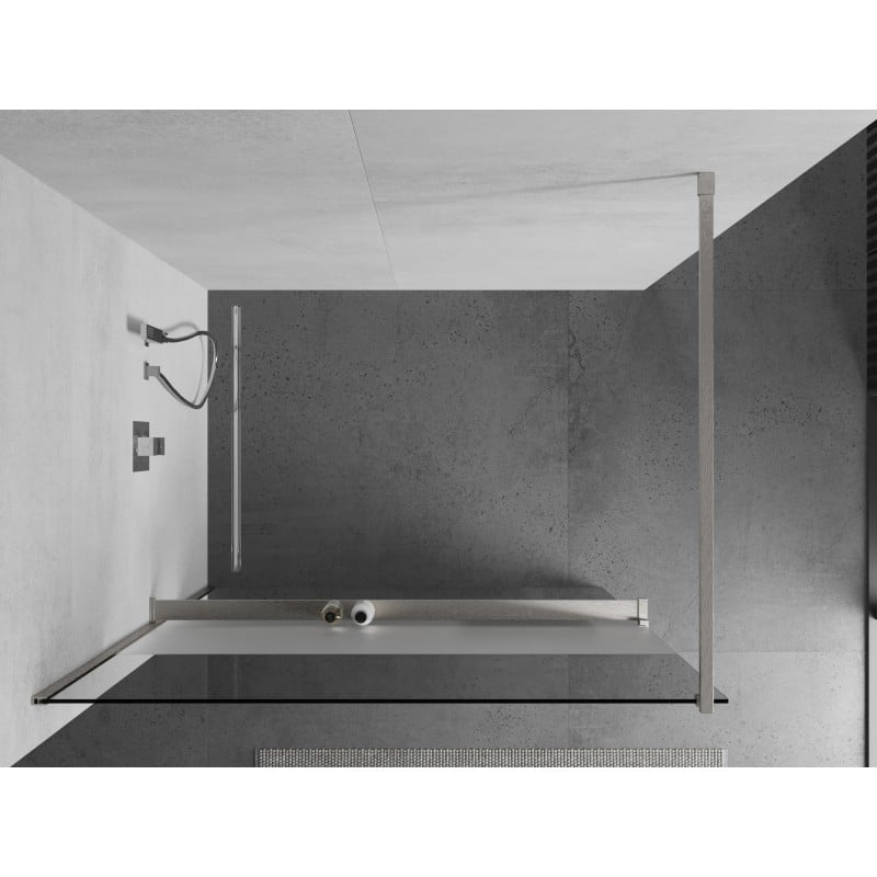 Mexen Kioto+ ścianka prysznicowa z półką Walk-in 140 x 200 cm, transparent/szron, nikiel szczotkowany - 800-140-121-97-35