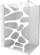 Mexen Kioto+ ścianka prysznicowa z półką Walk-in 70 x 200 cm, biała fala, nikiel szczotkowany - 800-070-121-97-97
