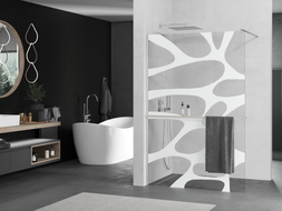 Mexen Kioto+ ścianka prysznicowa z półką Walk-in 90 x 200 cm, biała fala, nikiel szczotkowany - 800-090-121-97-97