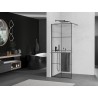 Mexen Kioto+ ścianka prysznicowa z półką Walk-in 80 x 200 cm, czarna kratka, gun metal - 800-080-121-95-77