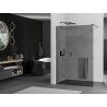 Mexen Kioto+ ścianka prysznicowa z półką Walk-in 90 x 200 cm, grafit, gun gray szczotkowany - 800-090-121-66-40