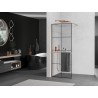 Mexen Kioto+ ścianka prysznicowa z półką Walk-in 80 x 200 cm, czarna kratka, miedź szczotkowana - 800-080-121-65-77