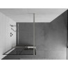 Mexen Kioto+ ścianka prysznicowa z półką Walk-in 80 x 200 cm, czarna kratka, nikiel szczotkowany - 800-080-121-97-77
