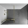 Mexen Kioto+ ścianka prysznicowa z półką Walk-in 80 x 200 cm,  czarna kratka, złota szczotkowana - 800-080-121-55-77
