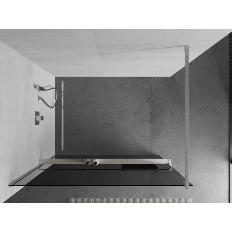 Mexen Kioto+ ścianka prysznicowa z półką Walk-in 70 x 200 cm, grafit, nikiel szczotkowany - 800-070-121-97-40