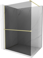 Mexen Kioto+ ścianka prysznicowa z półką Walk-in 130 x 200 cm, grafit, złota szczotkowana - 800-130-121-55-40
